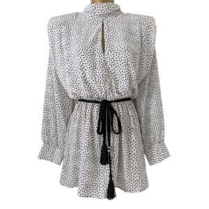 Zara Sz S Black & White Polka Dot Mini Skirt Dress